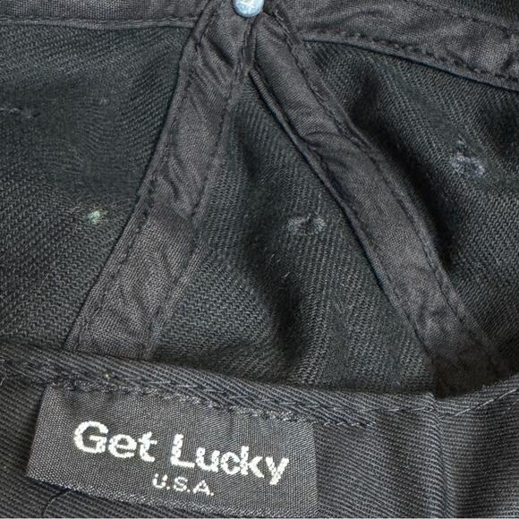 Vintage Y2K Get Lucky USA Princess Bedazzled Bling Baseball Cap Hat Black Womens - Picture 7 of 8